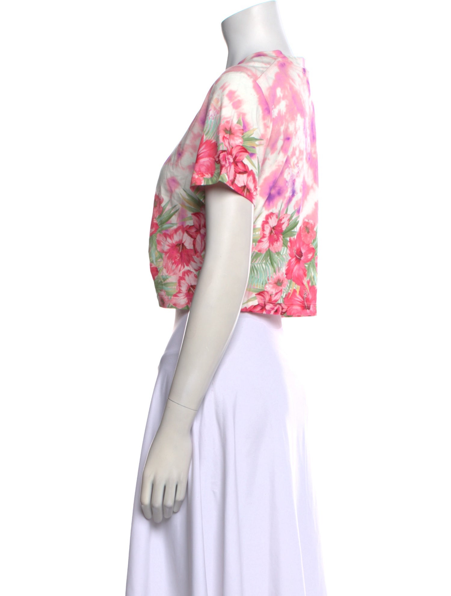 Maje Floral Print Crew Neck Crop Top