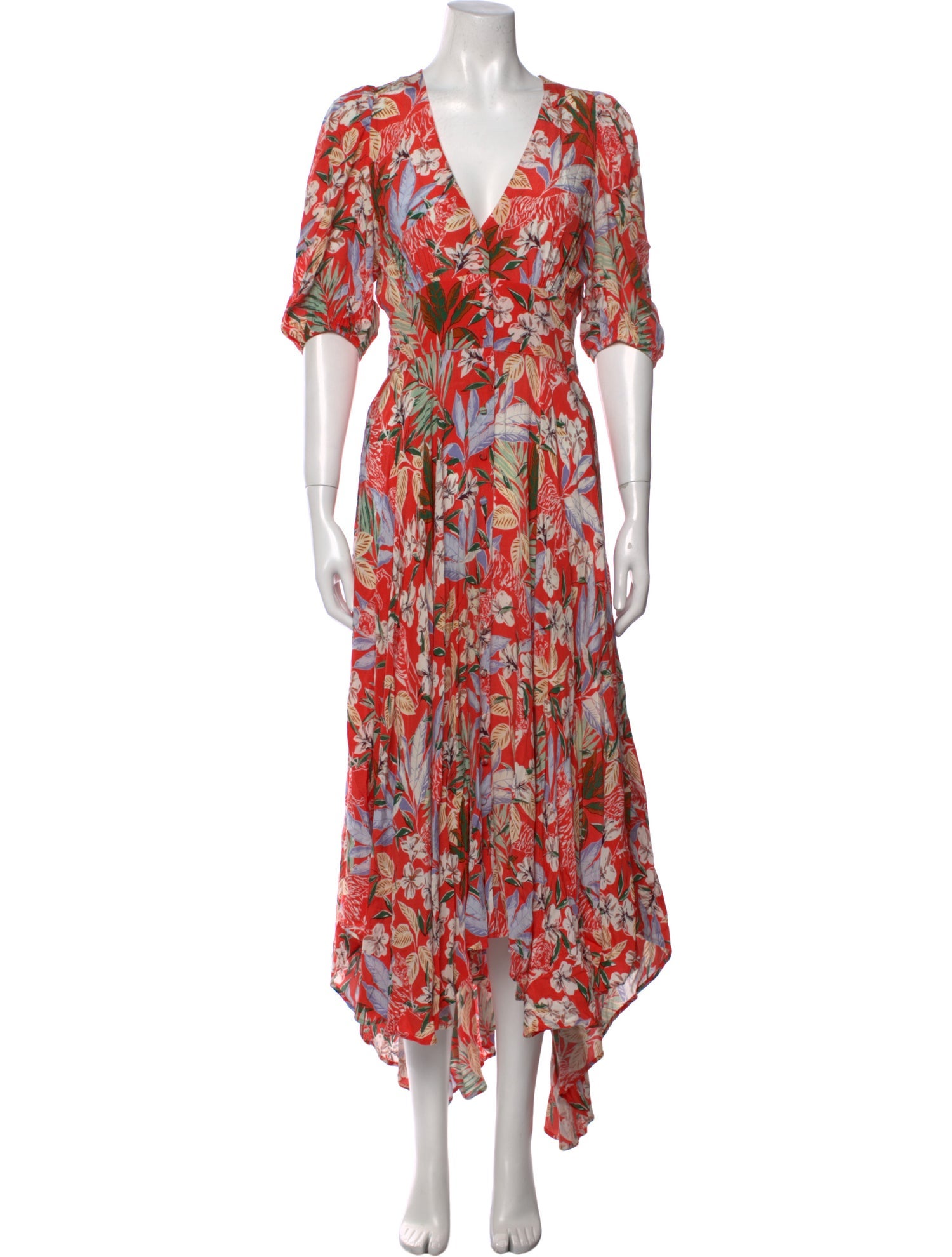 Maje Floral Print Midi Length Dress
