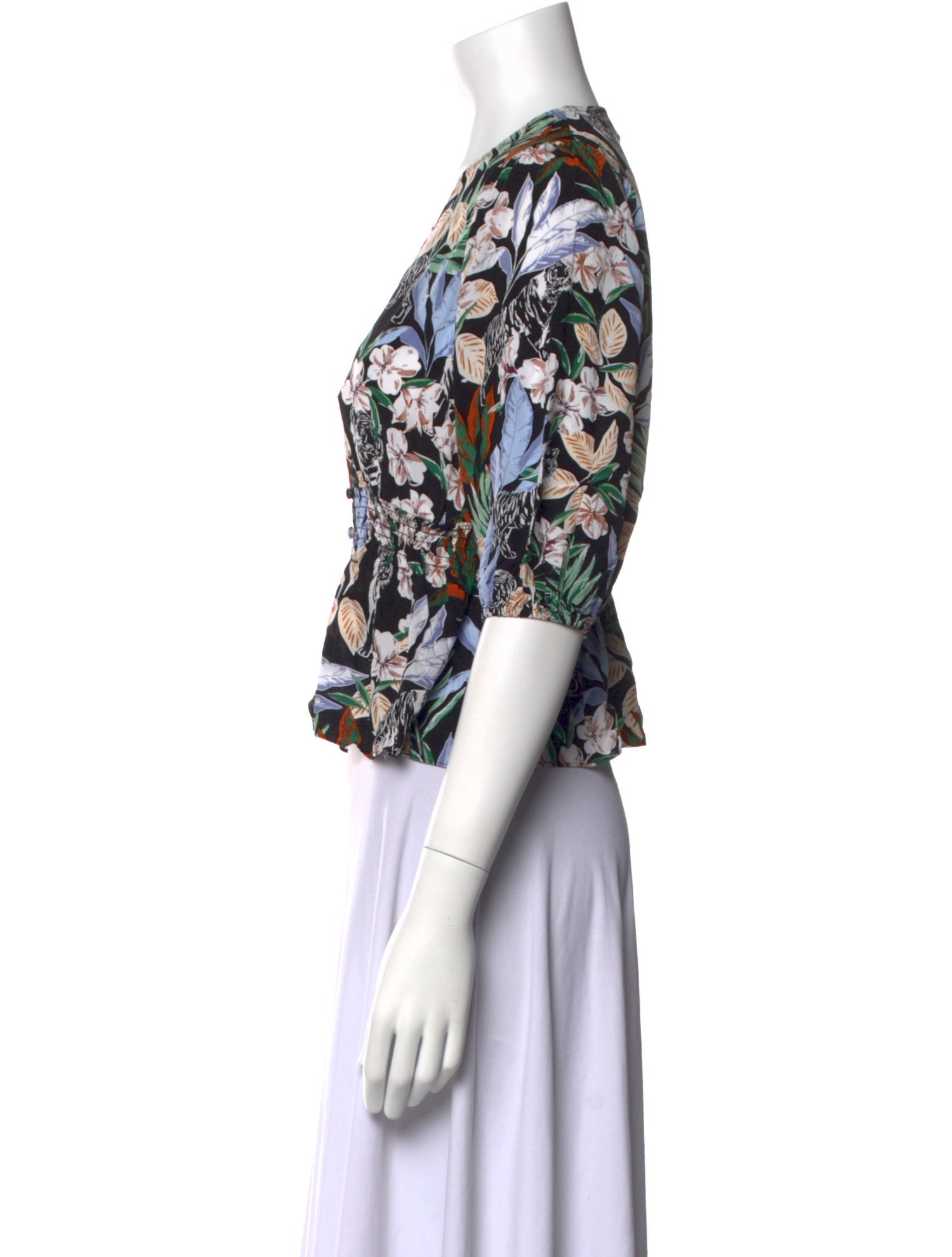 Maje Floral Print V-Neck Crop Top