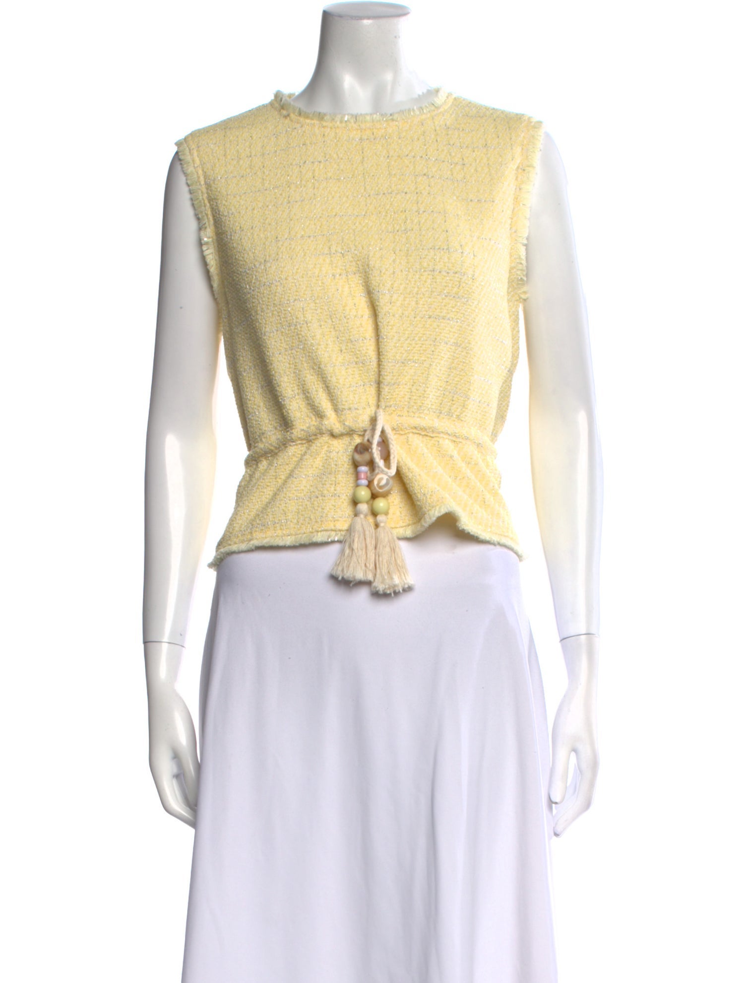 Maje Crew Neck Sleeveless Crop Top