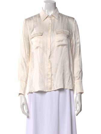 Maje Silk Long Sleeve Button-Up Top