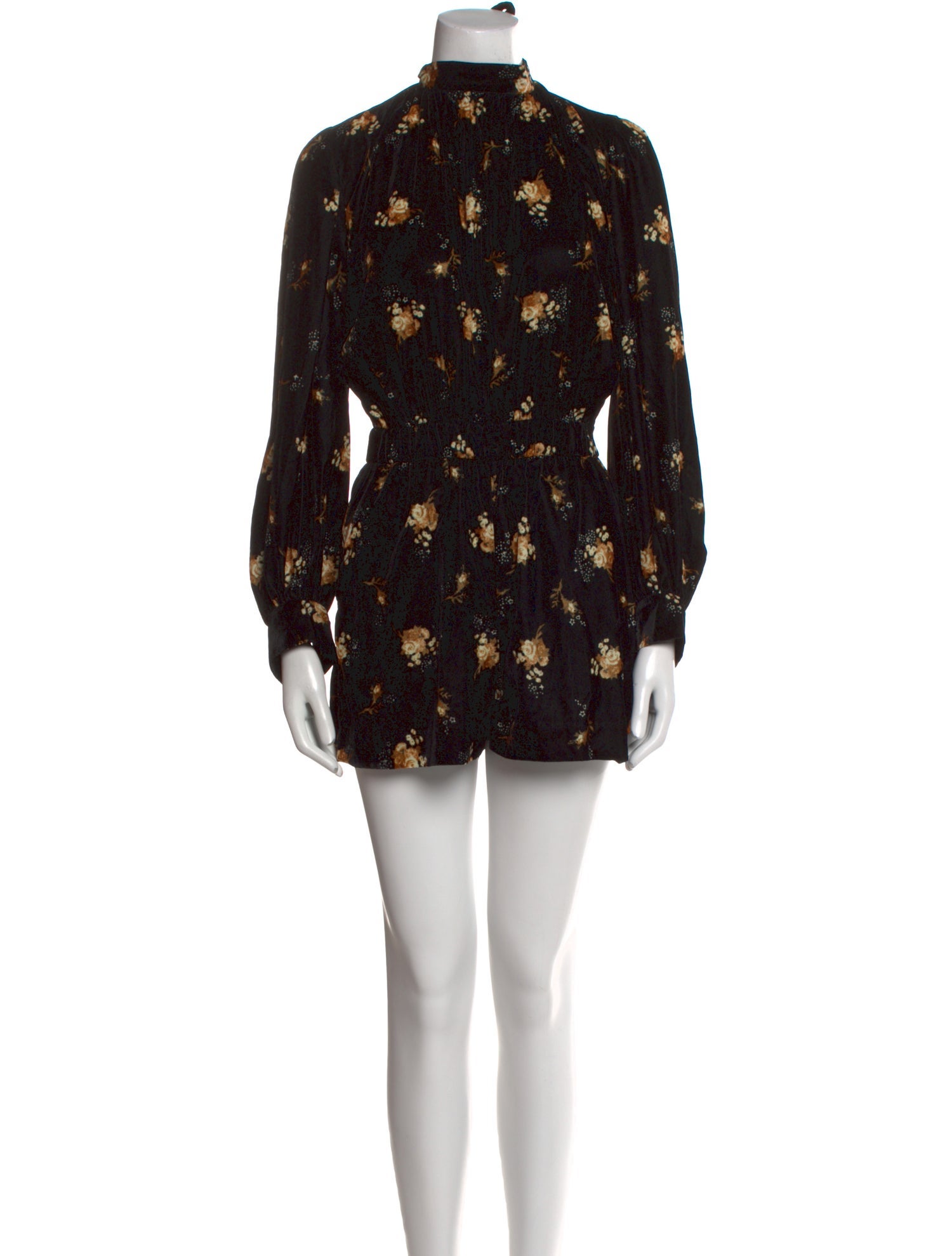 Maje Floral Print Mock Neck Romper