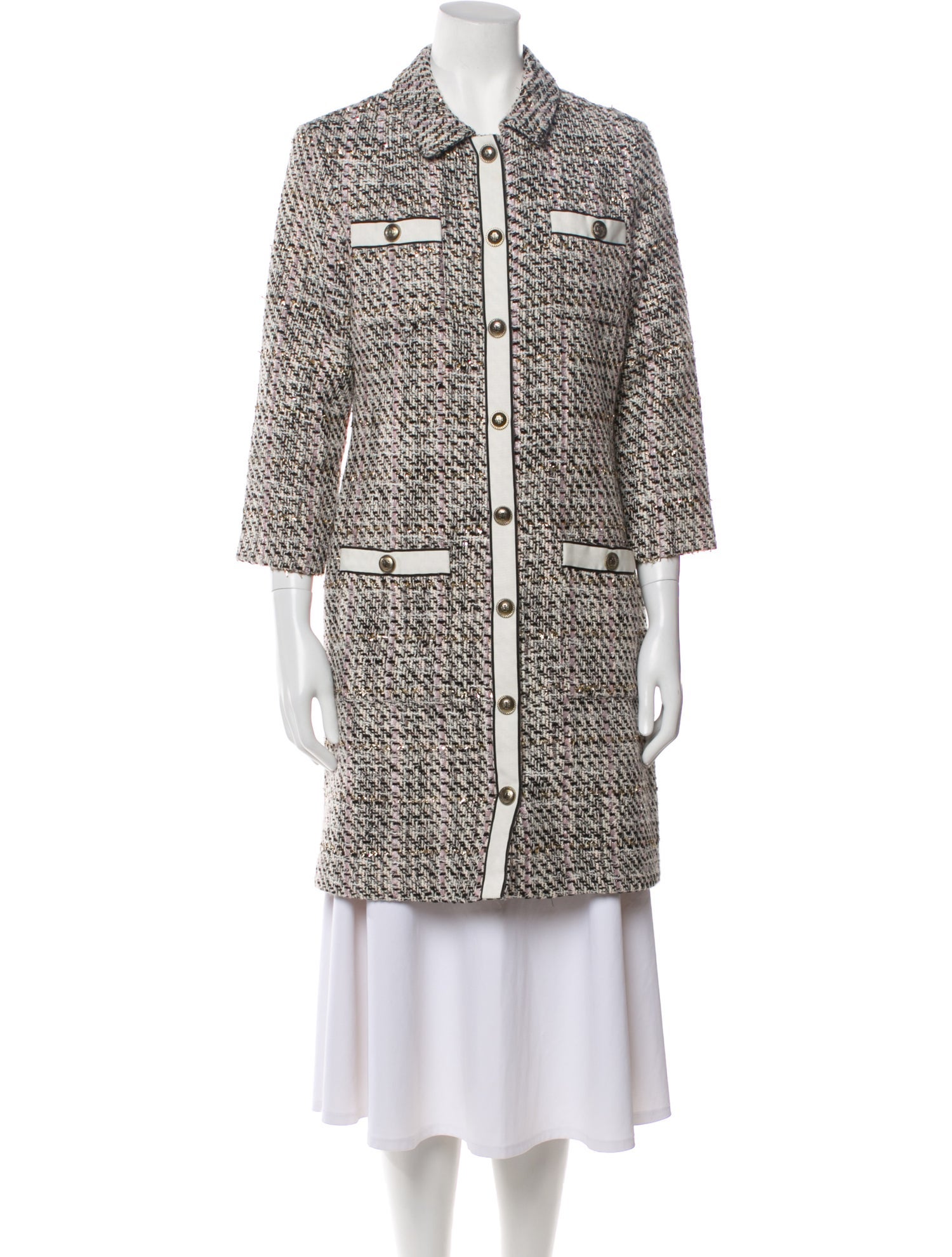 Maje Tweed Pattern Coat