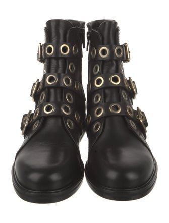 Maje Leather Printed Combat Boots