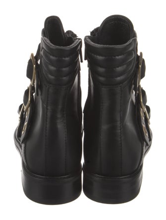 Maje Leather Printed Combat Boots