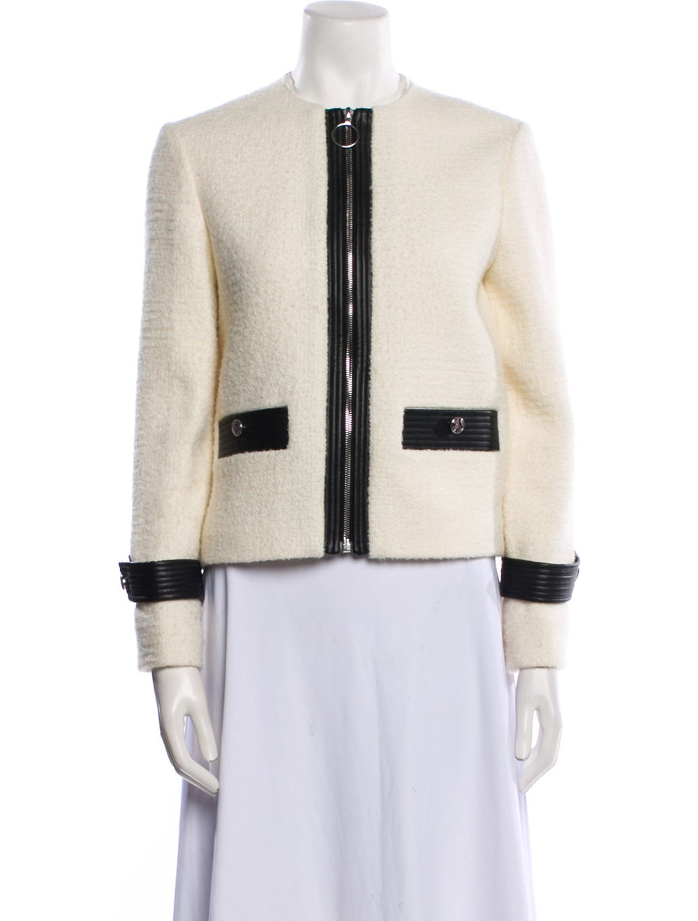 Maje Wool Evening Jacket Neutrals Colorblock Patt… - image 1