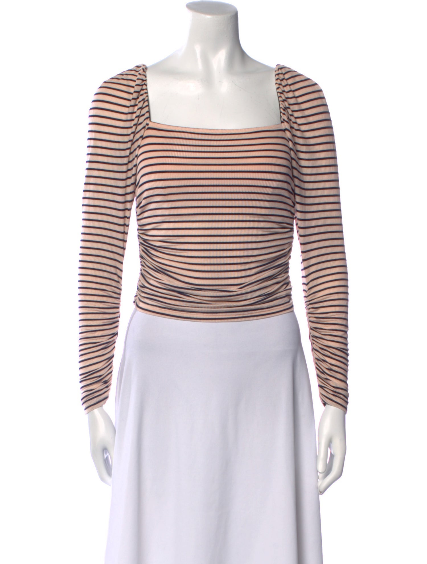 Maje Striped Square Neckline Crop Top