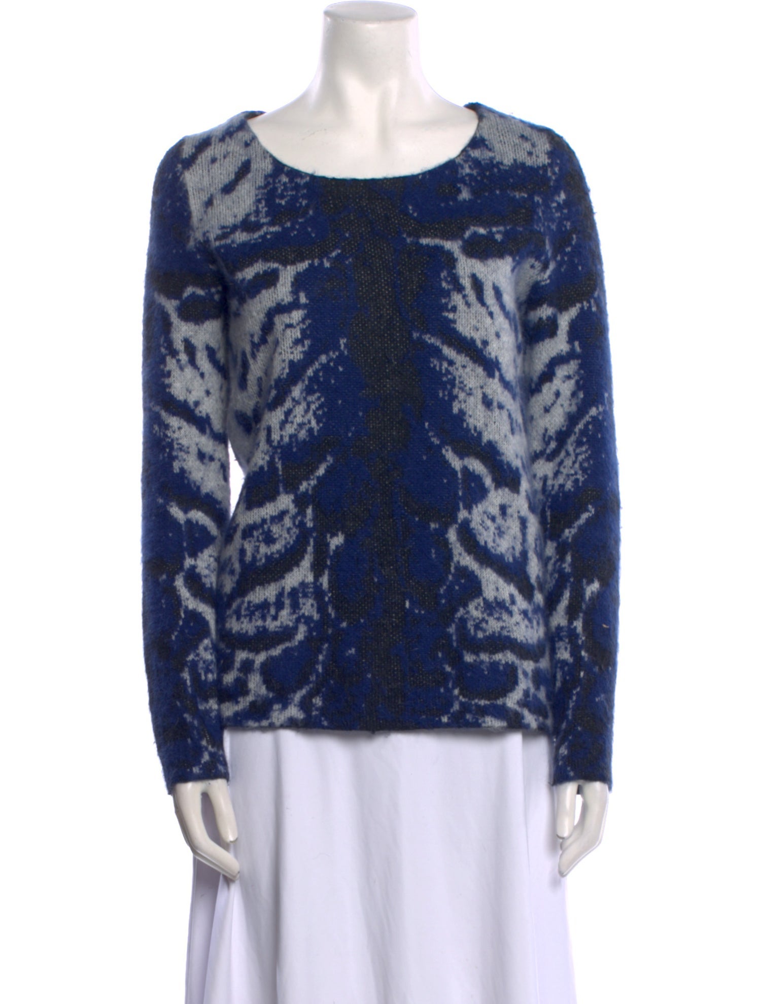 Maje Animal Print Scoop Neck Sweater