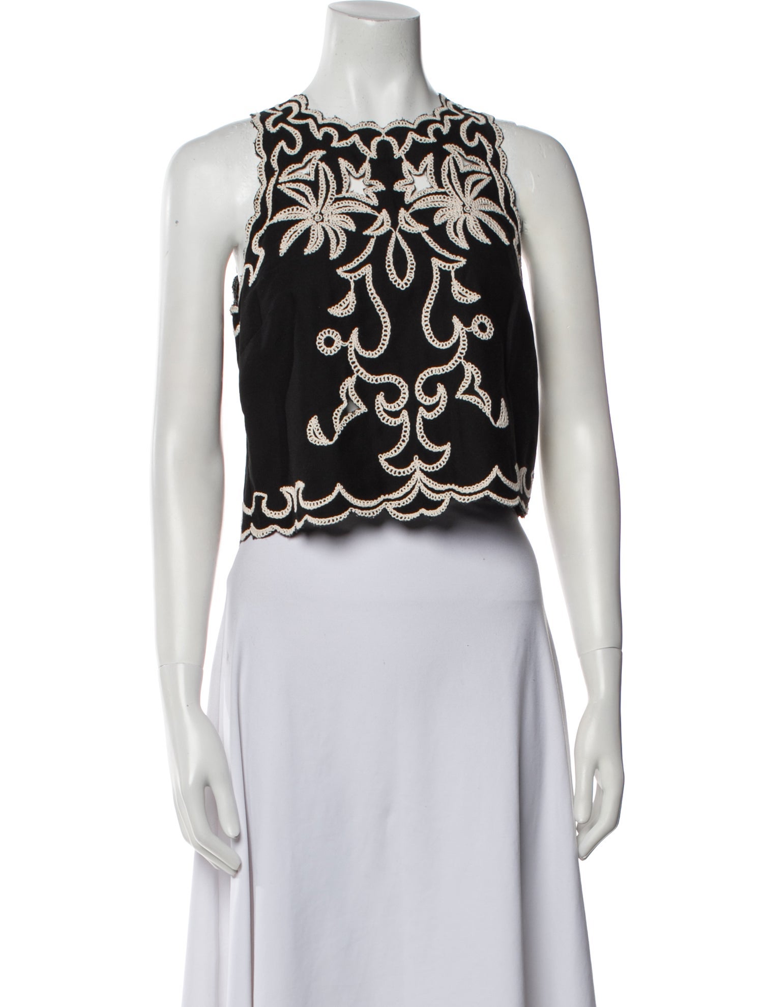 Maje Floral Print Crew Neck Crop Top