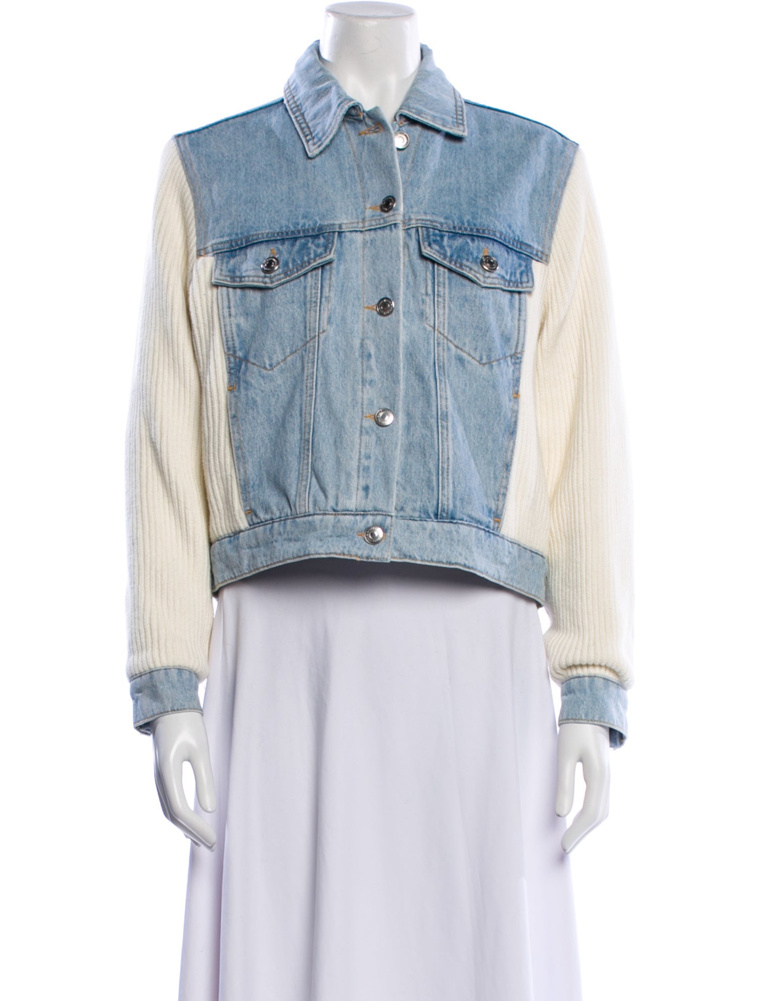 Maje Colorblock Pattern Denim Jacket