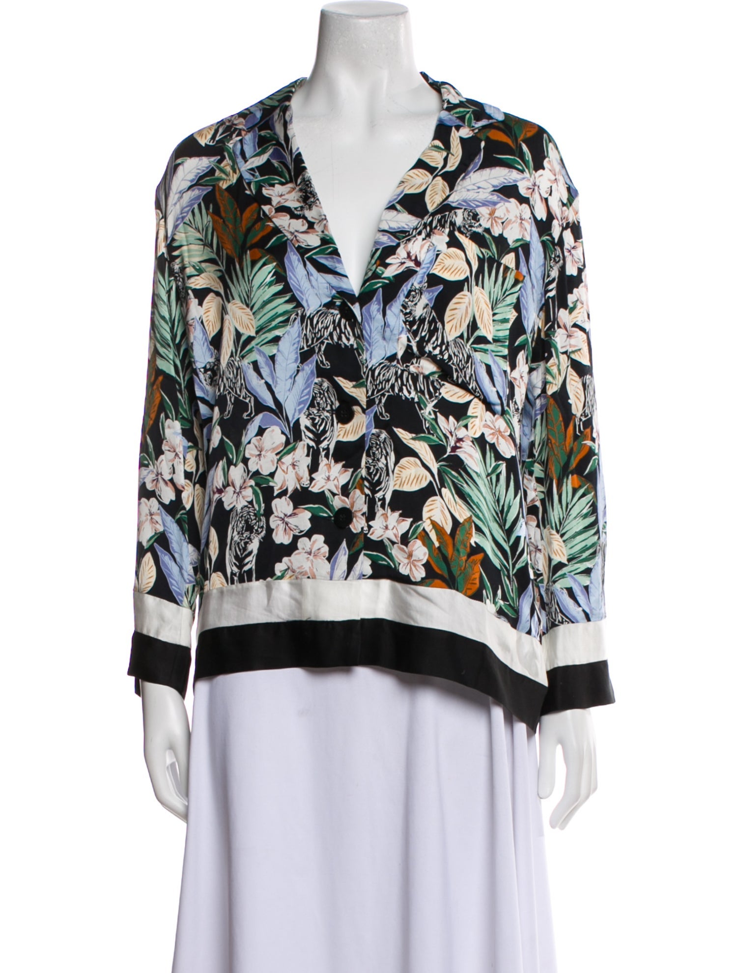 Maje Printed Long Sleeve Blouse