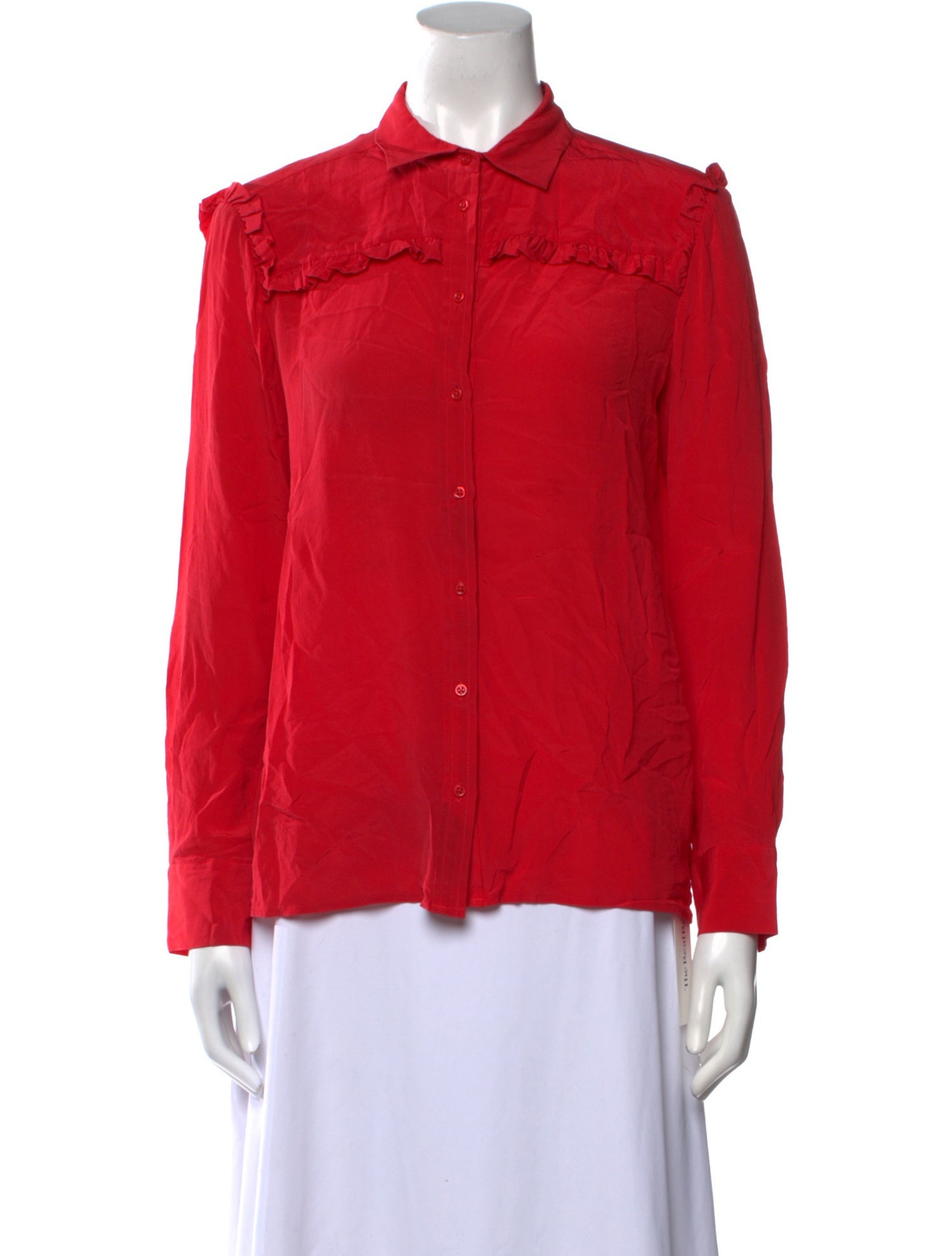 Maje Silk Long Sleeve Button-Up Top