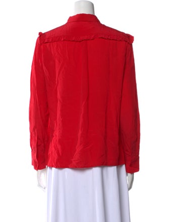Maje Silk Long Sleeve Button-Up Top