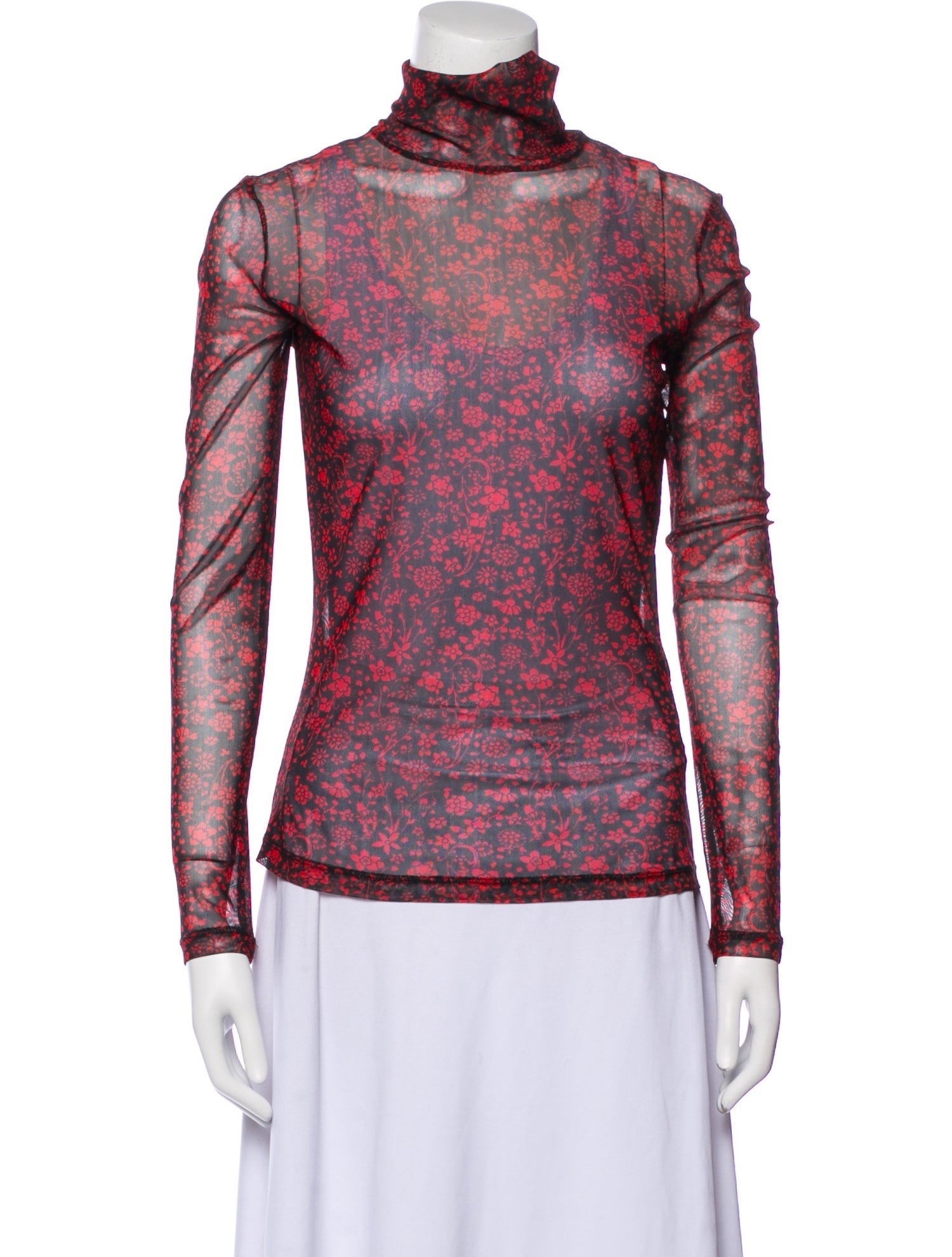 Maje Floral Print Turtleneck Top