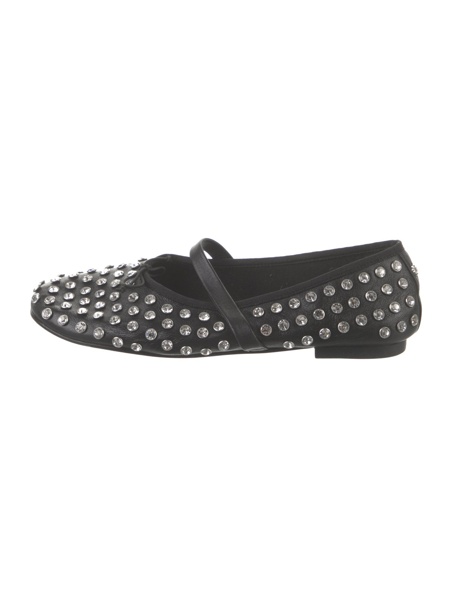 Maje Leather Crystal Embellishments Mary Jane Flats