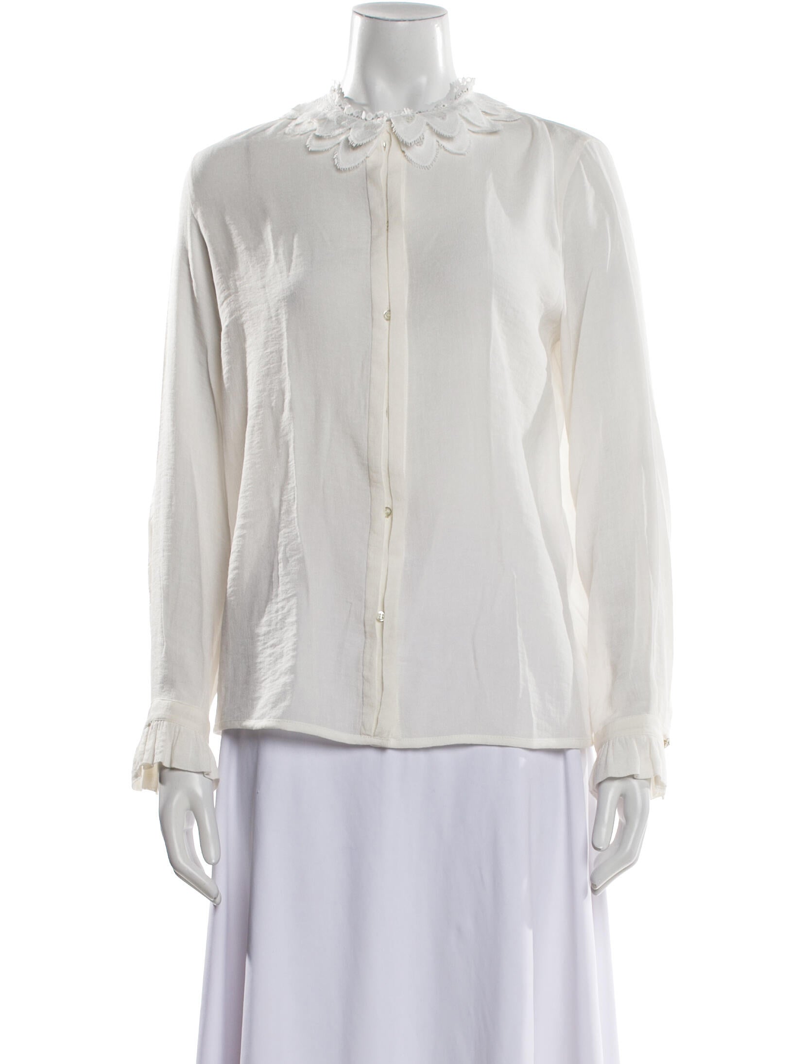 Maje Mock Neck Long Sleeve Button-Up Top