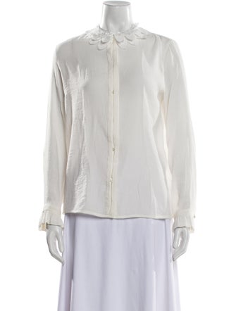 Maje Mock Neck Long Sleeve Button-Up Top