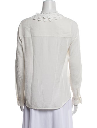 Maje Mock Neck Long Sleeve Button-Up Top