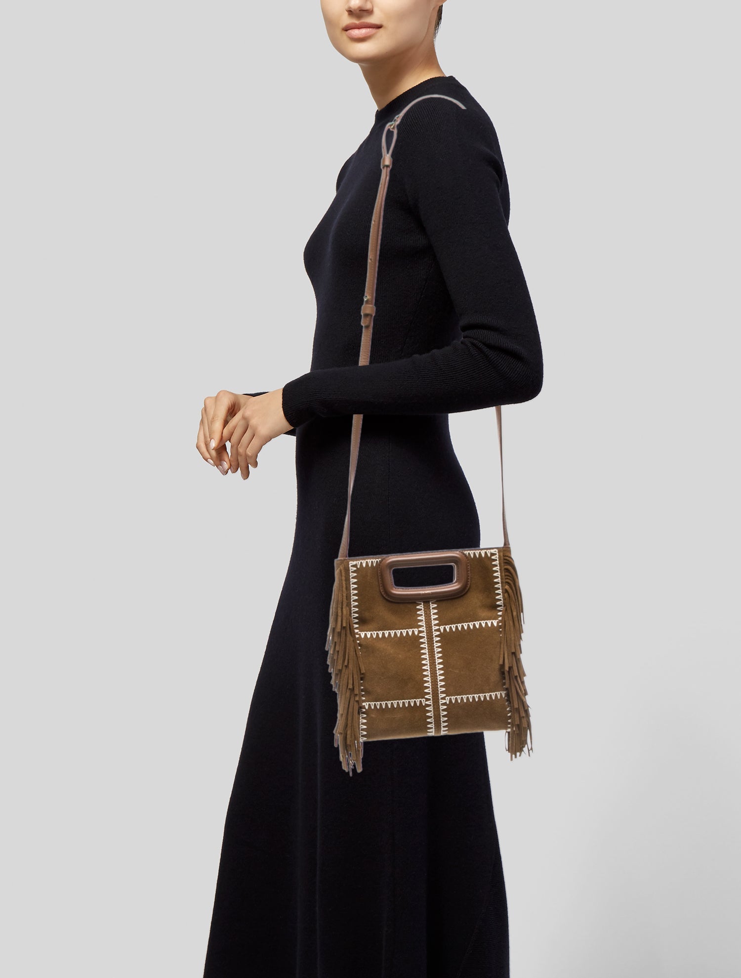 Maje Suede Top Handle Bag