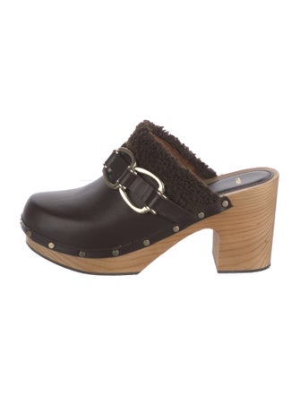 Maje Leather Colorblock Pattern Mules