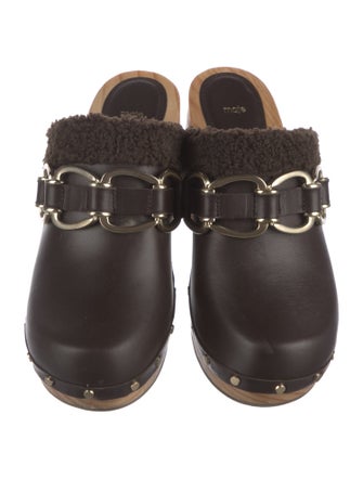 Maje Leather Colorblock Pattern Mules