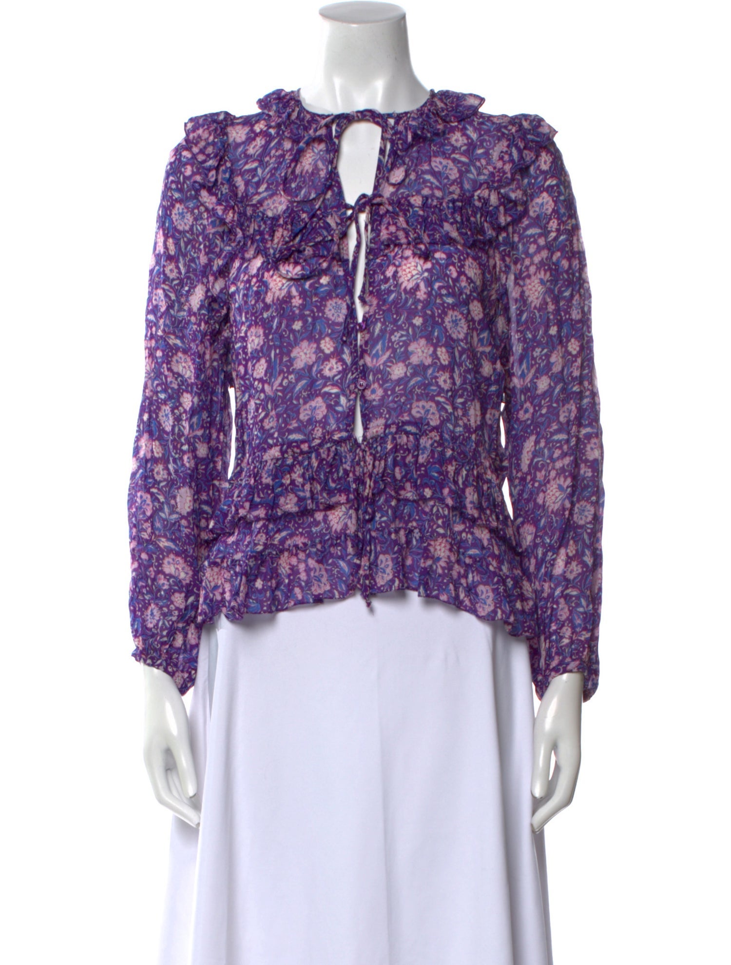 Maje Floral Print V-Neck Blouse