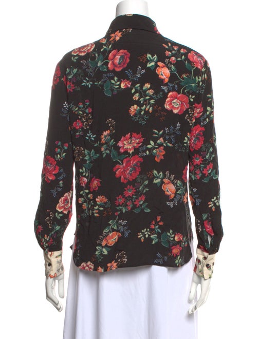 Maje Floral Print Long Sleeve Button-Up Top