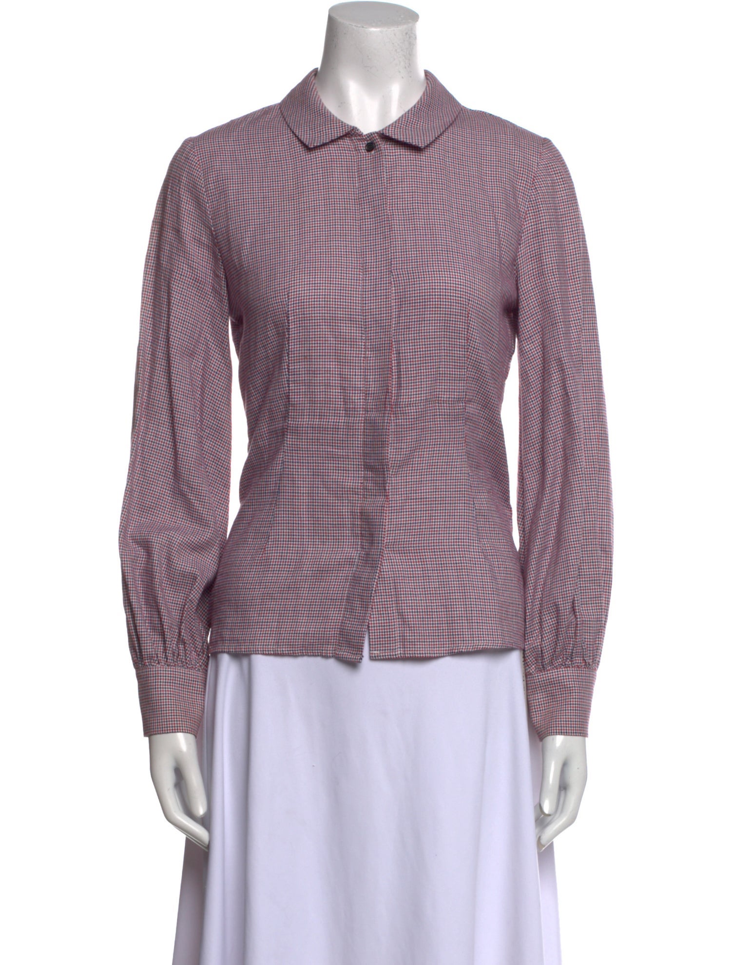 Maje Plaid Print Long Sleeve Button-Up Top