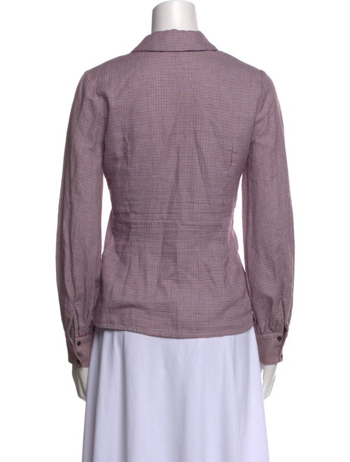 Maje Plaid Print Long Sleeve Button-Up Top