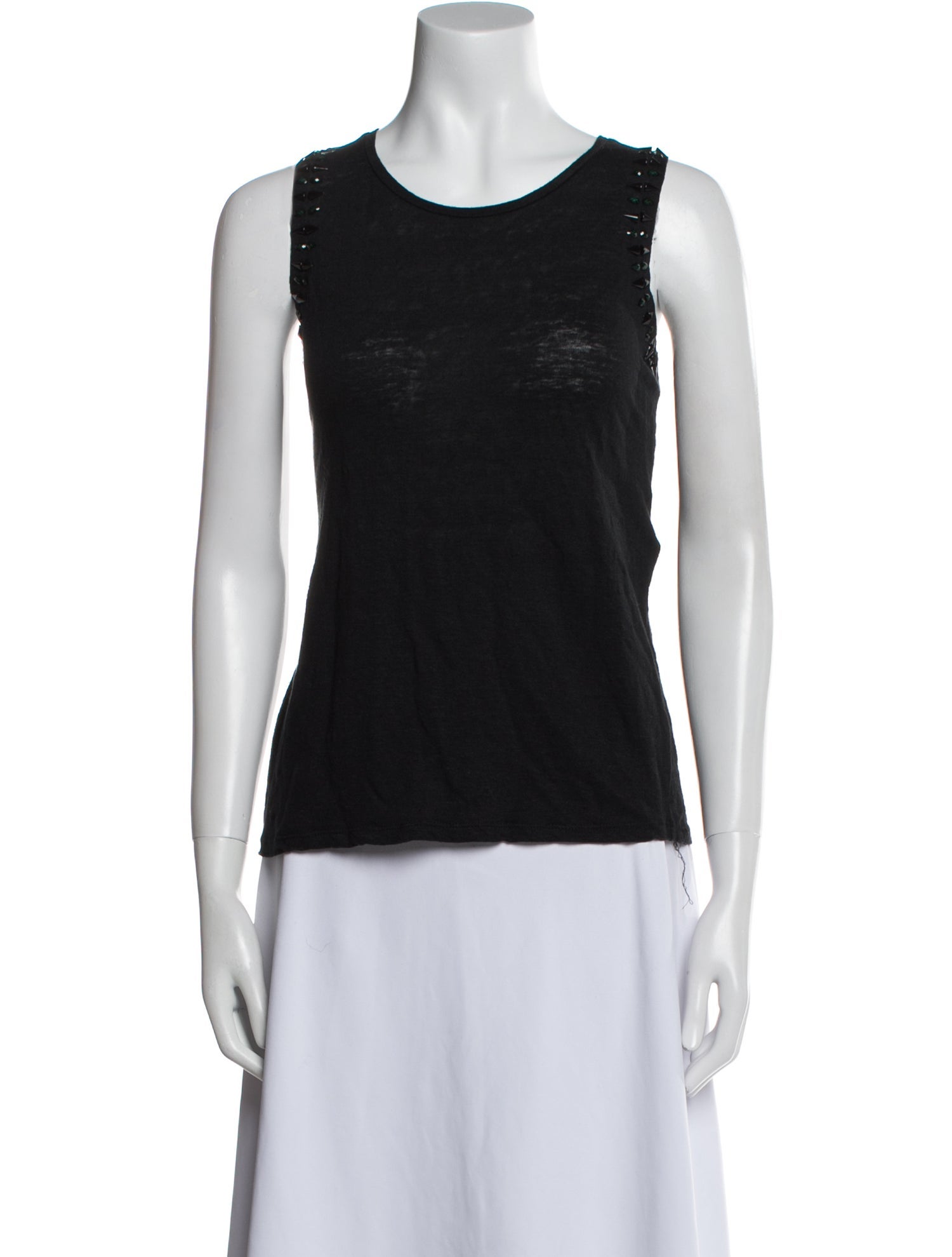 Maje Linen Scoop Neck Top