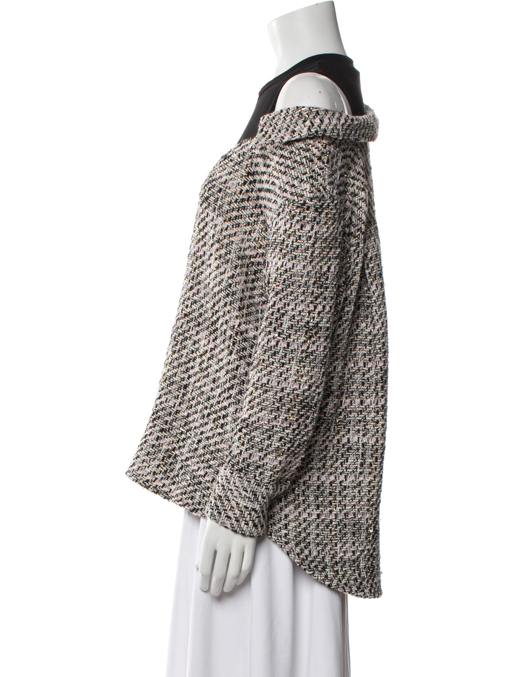 Maje Colorblock Pattern Crew Neck Sweater