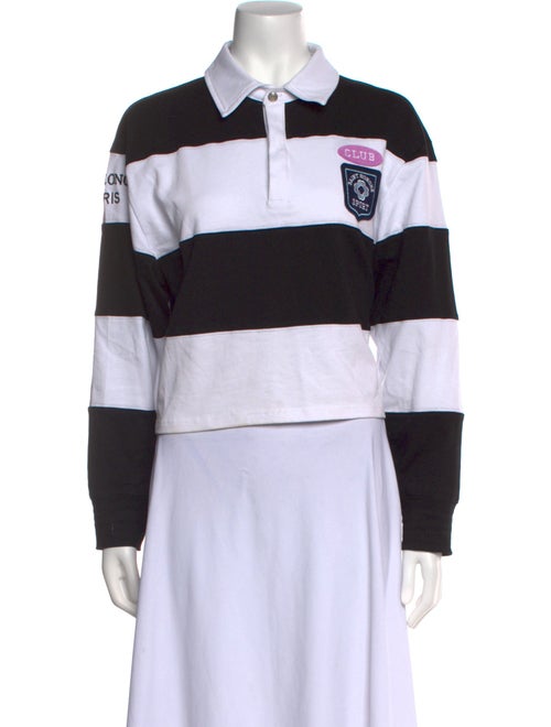 Maje Colorblock Pattern Long Sleeve Polo