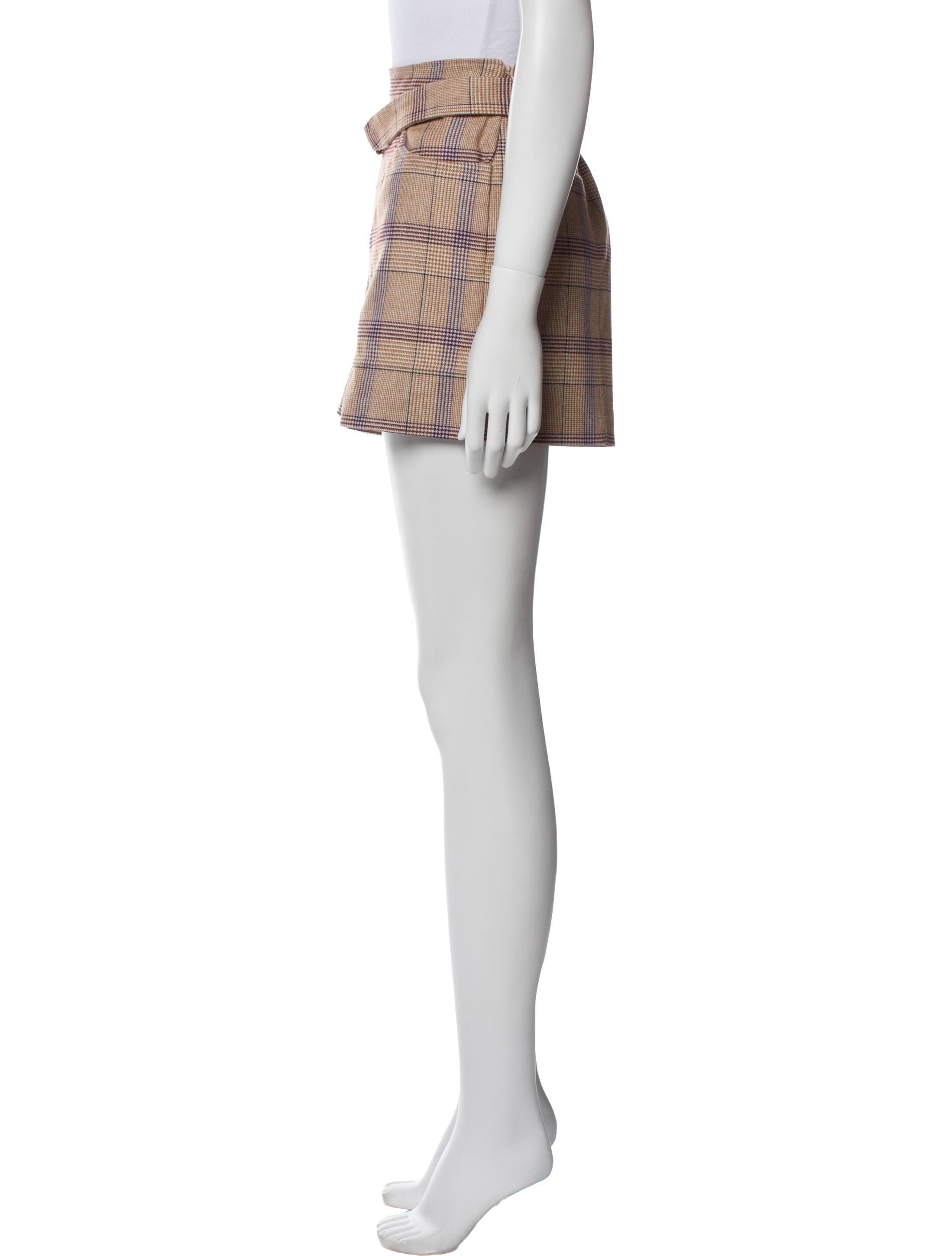 Maje Plaid Print Mini Shorts