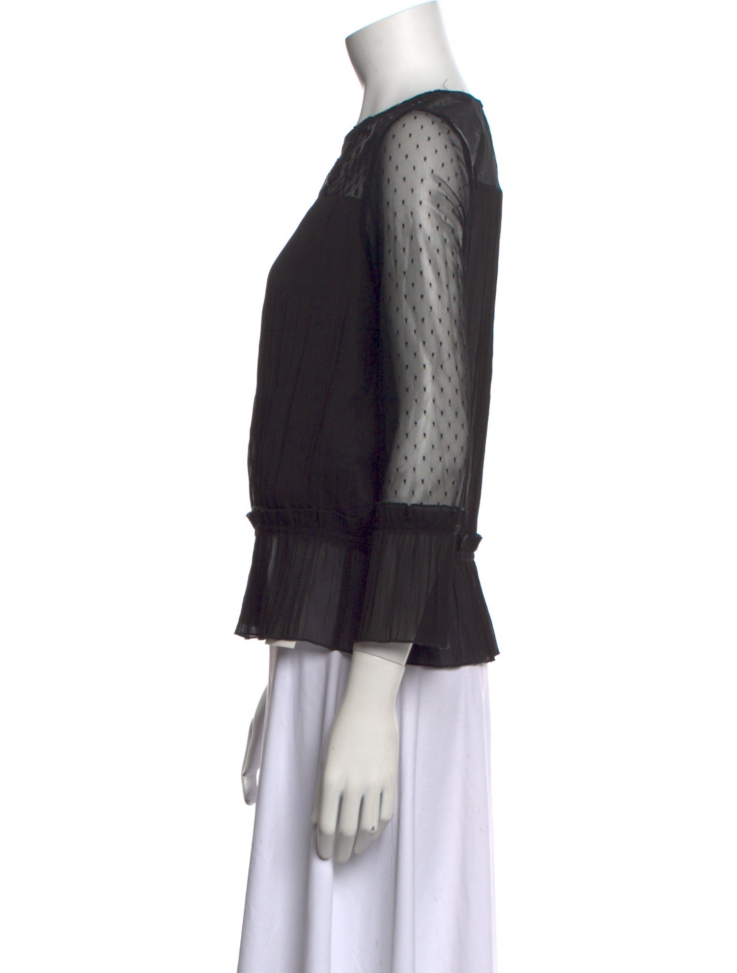 Maje Crew Neck Three-Quarter Sleeve Blouse