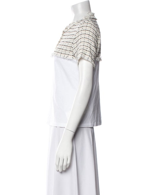 Maje Tweed Pattern Mock Neck Crop Top