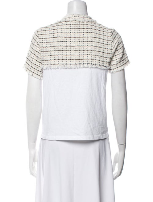 Maje Tweed Pattern Mock Neck Crop Top