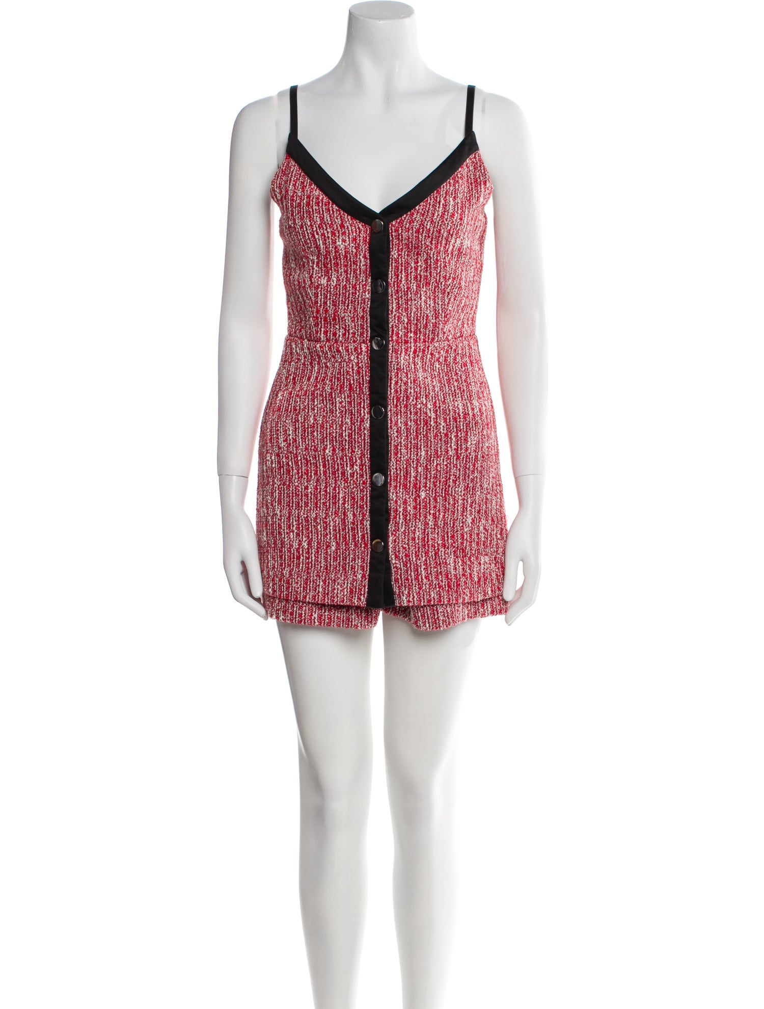 Maje Tweed Pattern V-Neck Romper