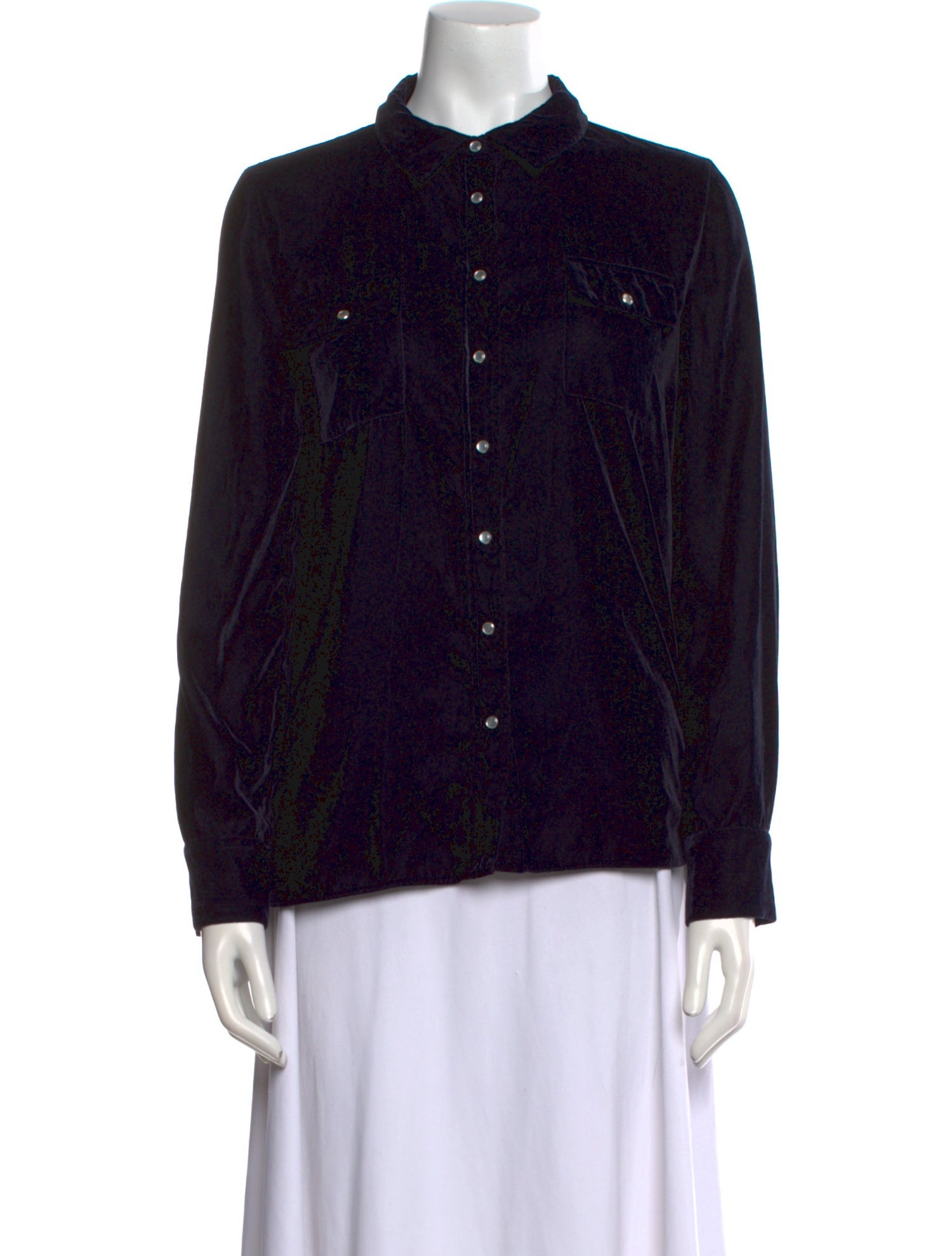 Maje Printed Mock Neck Button-Up Top