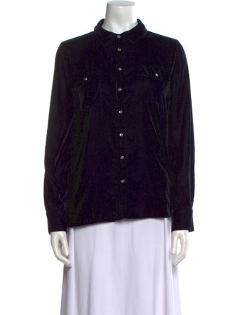 Maje Printed Mock Neck Button-Up Top