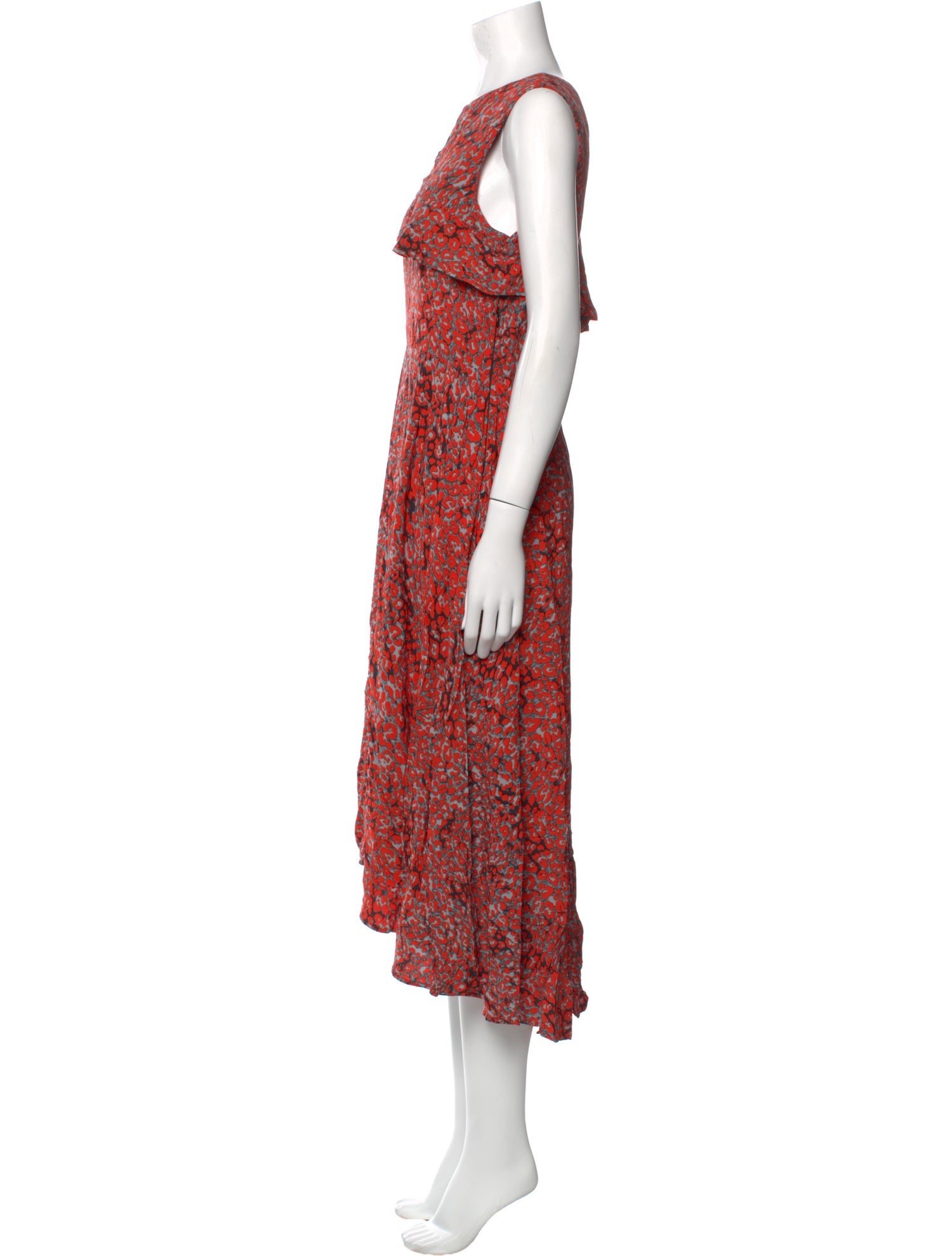 Maje Floral Print Midi Length Dress