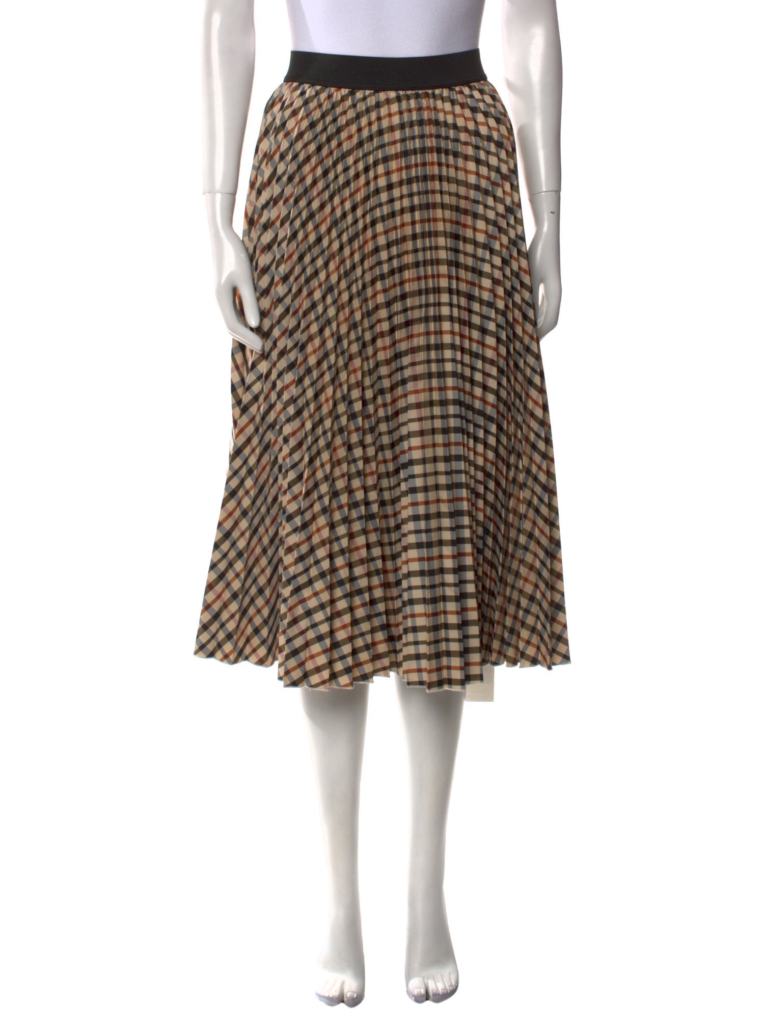 Maje Plaid Print Midi Length Skirt