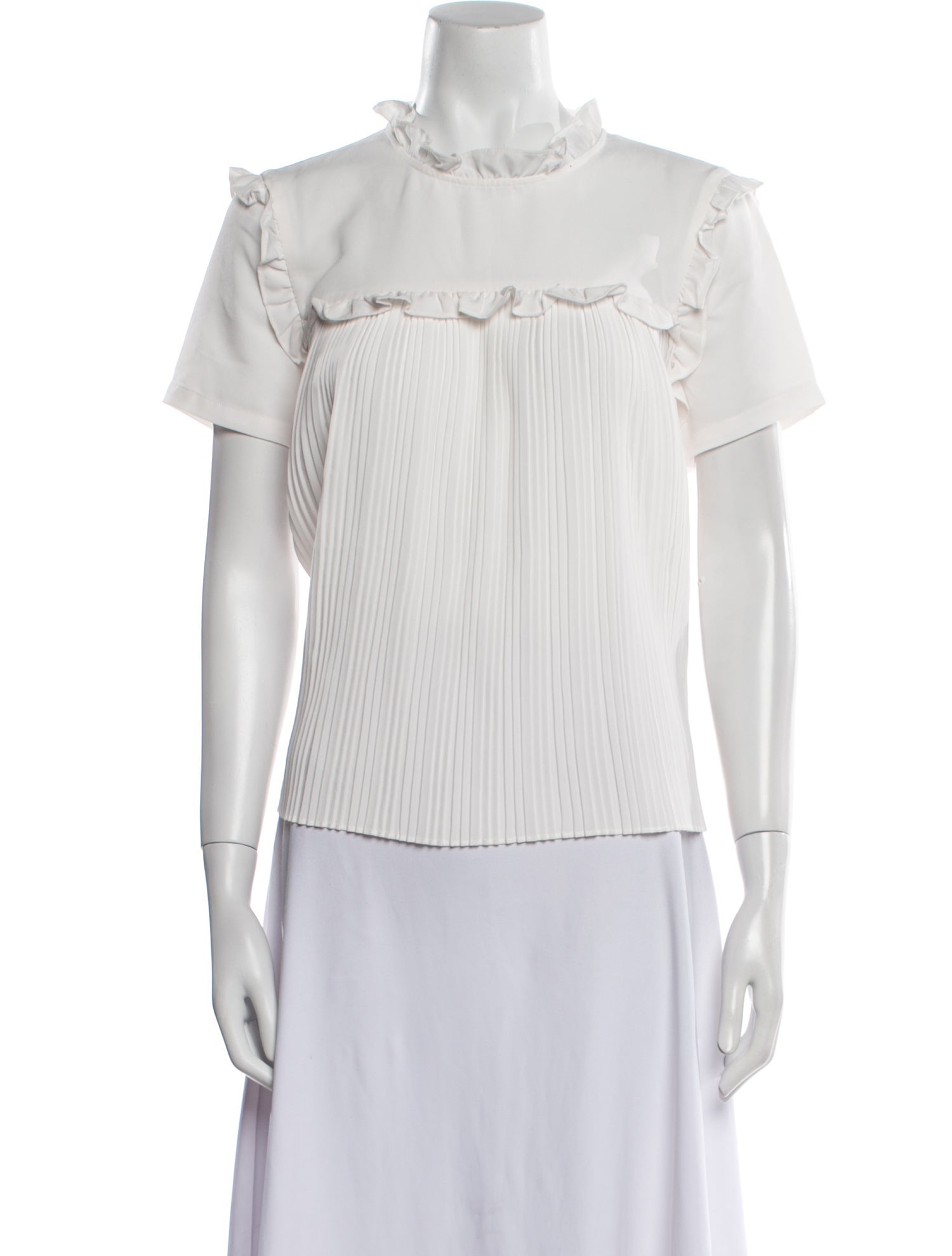 Maje Mock Neck Short Sleeve Blouse