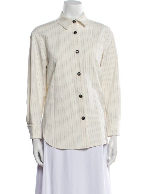 Maje Striped Long Sleeve Button-Up Top
