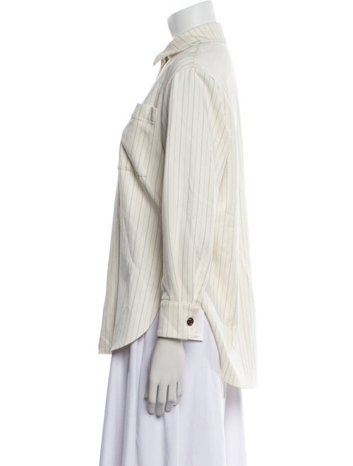 Maje Striped Long Sleeve Button-Up Top