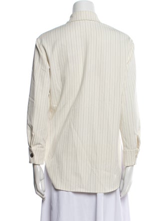 Maje Striped Long Sleeve Button-Up Top