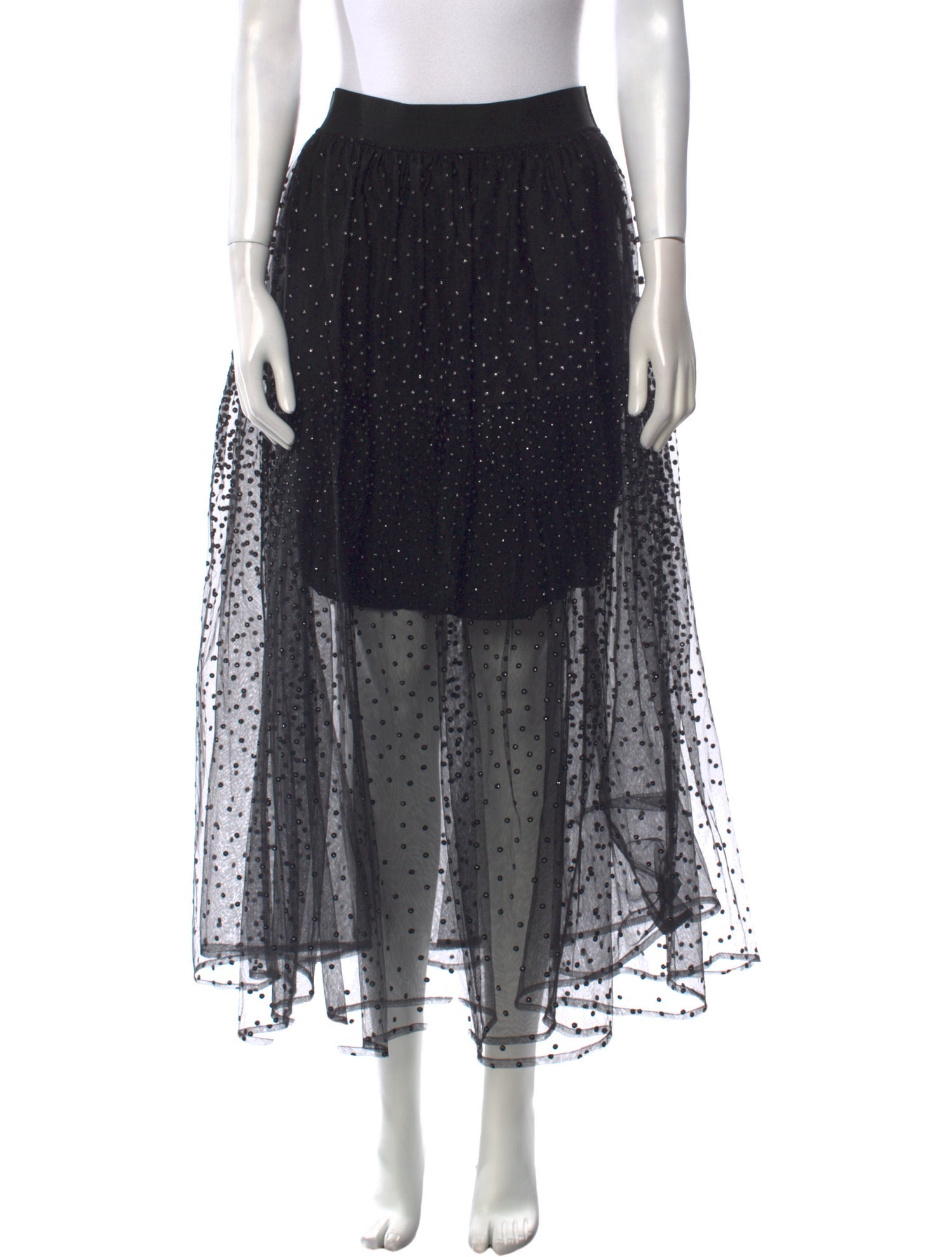 Maje Polka Dot Print Midi Length Skirt