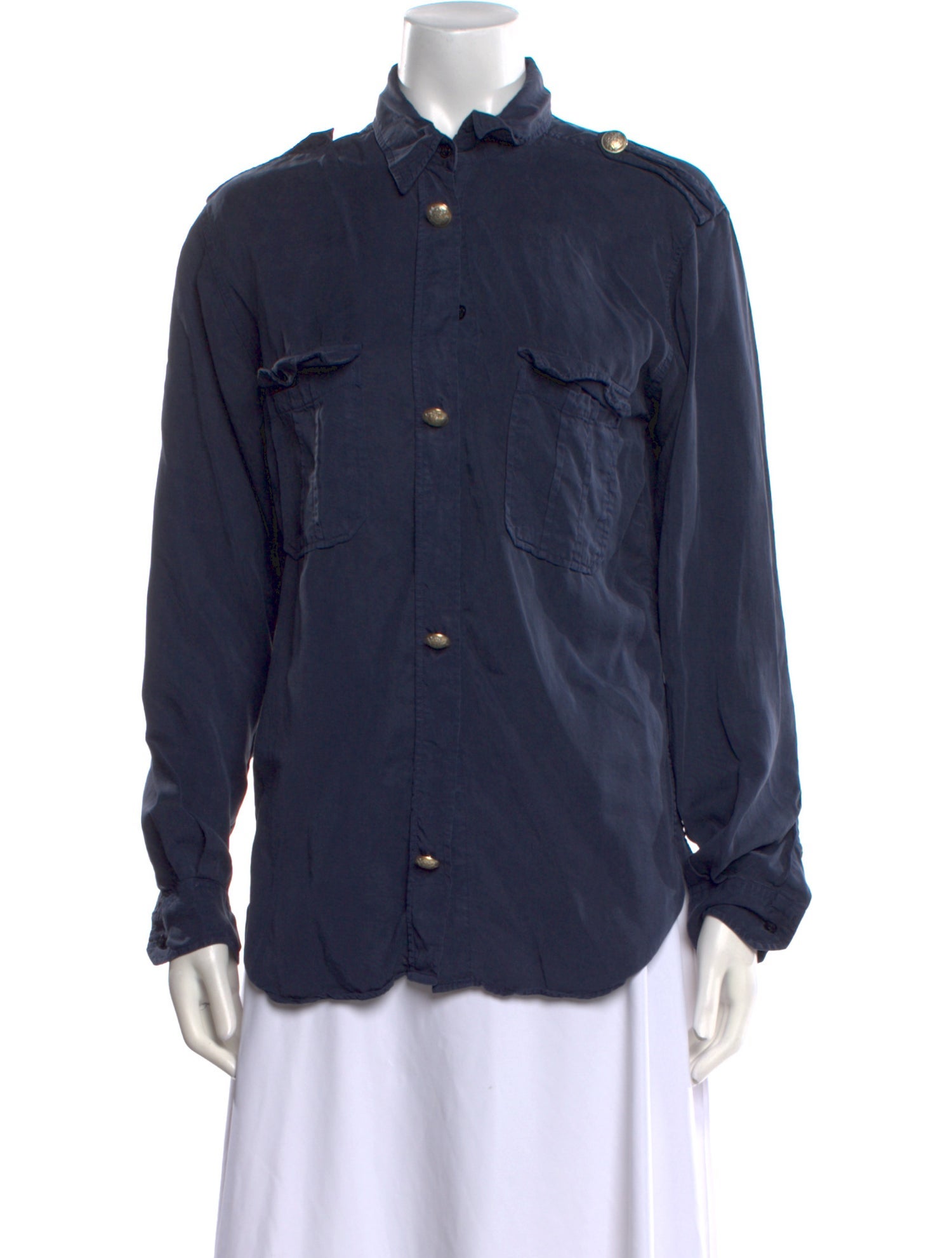 Maje Long Sleeve Button-Up Top