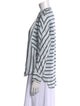 Maje Striped Mock Neck Button-Up Top