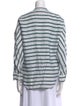 Maje Striped Mock Neck Button-Up Top