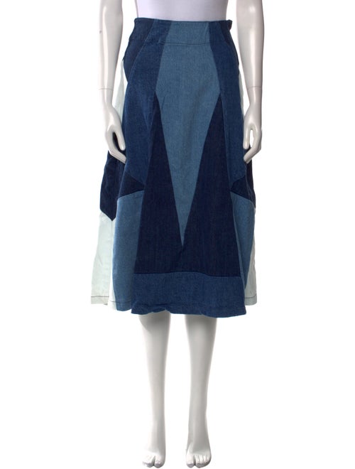 Maje Colorblock Pattern Midi Length Skirt